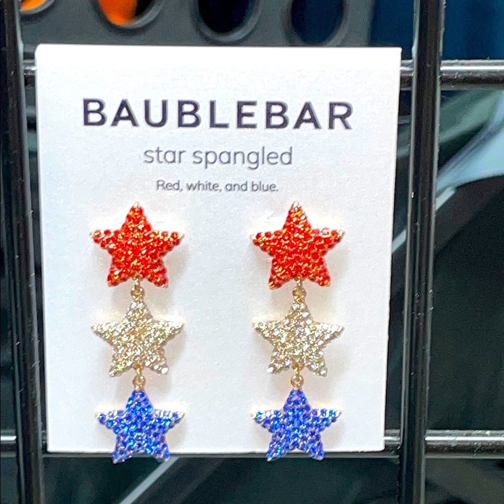 Baublebar Star Spangled Banner rhinestone dangle drop star earrings